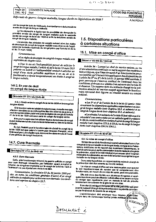 Dossier `médical' de LGM