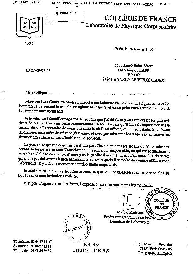 Dossier `médical' de LGM