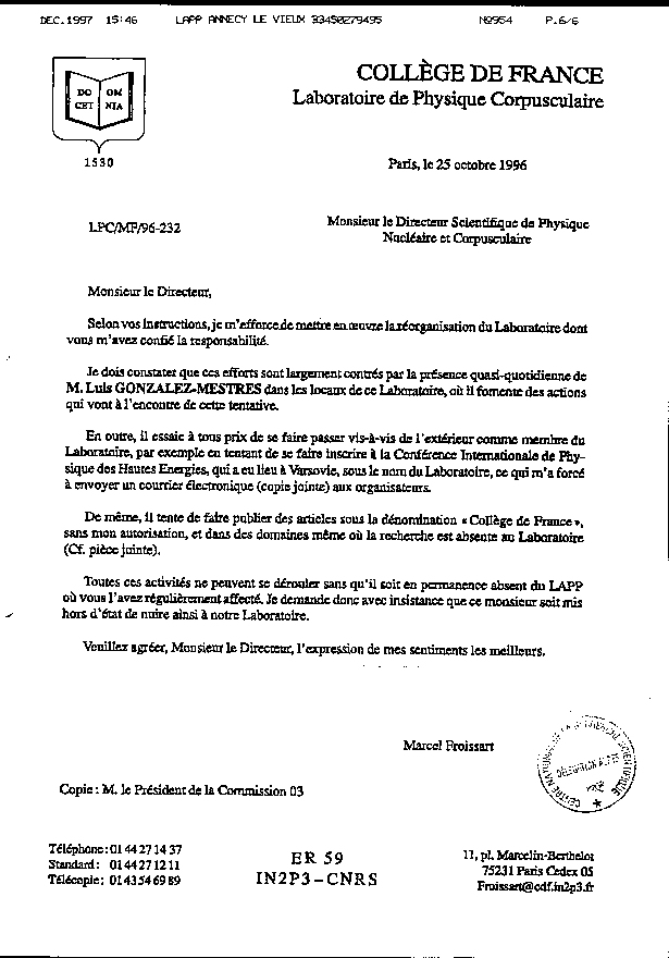 Dossier `médical' de LGM